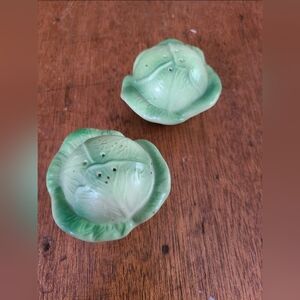 Green Cabbage Leaf Salt and Pepper Shakers
